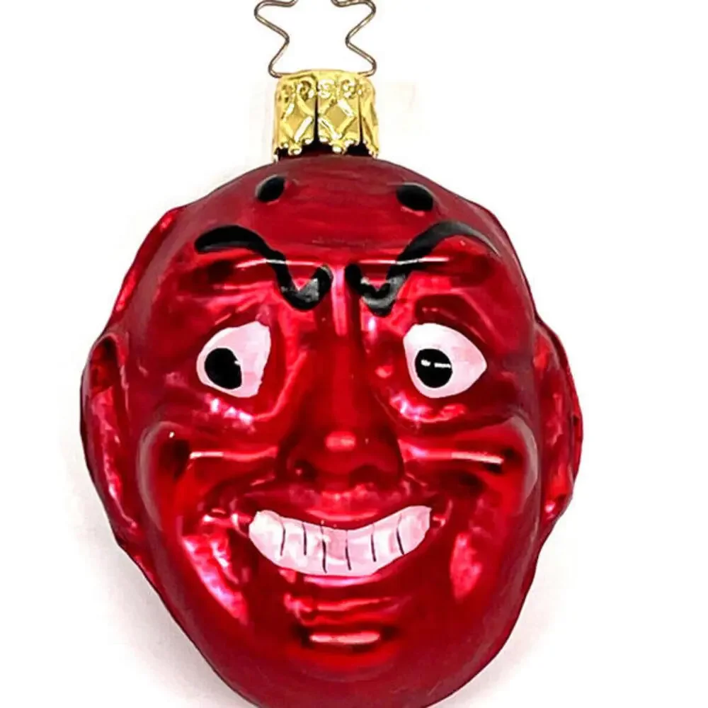Vintage Devil Head Krampus German Glass Ornament Inge Glas Germany